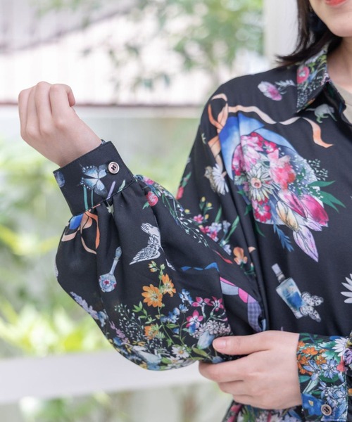 セール】ScoLar(スカラー) 星座と花束柄シャツワンピース（シャツ