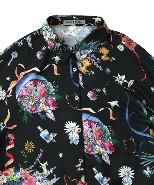 ScoLar（スカラー）の「ScoLar(スカラー) 星座と花束柄シャツワンピース（シャツワンピース・レディース・ブラック/グレー・MEDIUM）」の21枚目の写真