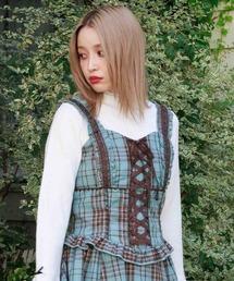axes femme | タータンチェック編上ビスチェ(ベスト)