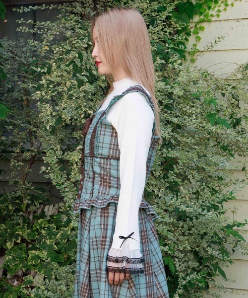セール】タータンチェック編上ビスチェ（ベスト）｜axes femme