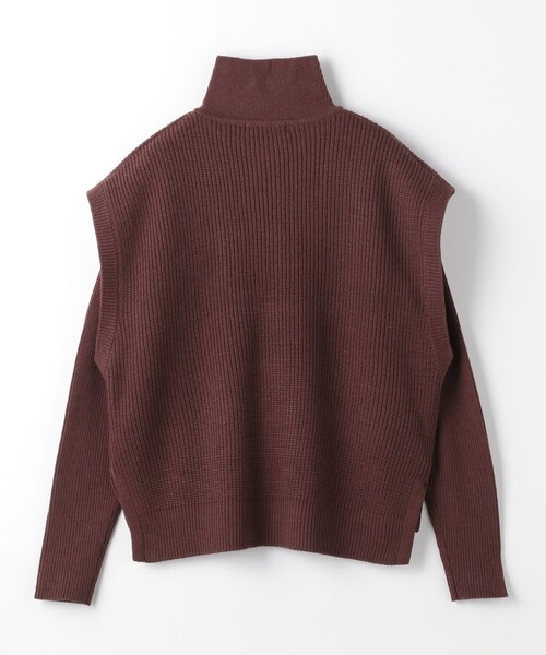 A DAY IN THE LIFE UNITED ARROWS（アデイインザライフユナイテッドアローズ）の「ハーフジップベスト+リブクルーネック ‐ハンドウォッシャブル‐＜A DAY IN THE LIFE＞（ニット/セーター・レディース・ダークグレー/ダークブラウン・FREE）」の3枚目の写真