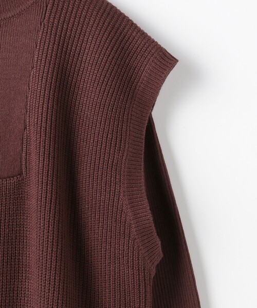 A DAY IN THE LIFE UNITED ARROWS（アデイインザライフユナイテッドアローズ）の「ハーフジップベスト+リブクルーネック ‐ハンドウォッシャブル‐＜A DAY IN THE LIFE＞（ニット/セーター・レディース・ダークグレー/ダークブラウン・FREE）」の5枚目の写真