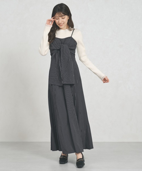 31 Sons de mode（トランテアン　ソン　ドゥ　モード）の「2025秋冬新作 ストライプ リボン キャミワンピース（ワンピース・レディース・ベージュ/ネイビー/ブラウン・ﾌﾘ-）」の8枚目の写真