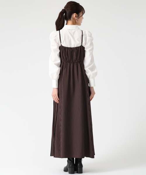 31 Sons de mode（トランテアン　ソン　ドゥ　モード）の「2025秋冬新作 ストライプ リボン キャミワンピース（ワンピース・レディース・ベージュ/ネイビー/ブラウン・ﾌﾘ-）」の21枚目の写真