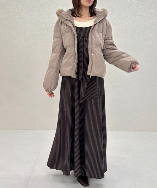 31 Sons de mode（トランテアン　ソン　ドゥ　モード）の「2025秋冬新作 ストライプ リボン キャミワンピース（ワンピース・レディース・ベージュ/ネイビー/ブラウン・ﾌﾘ-）」の15枚目の写真