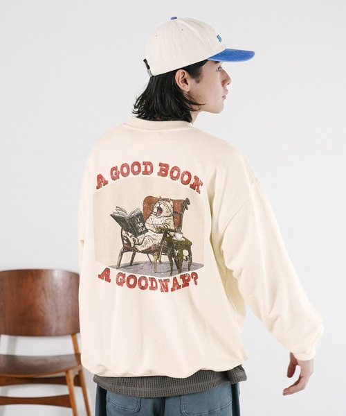 BAYFLOW（ベイフロー）の「≪新色登場・WEB限定カラーあり≫ヴィンテージライクアニマルスウェット［ユニセックス］（スウェット・メンズ・チャコール/オフホワイト/グリーン/ブラウン/ホワイト系その他/レッド/ブラック系その他/ネイビー/イエロー/ピンク/カーキ・MEDIUM/LARGE）」の2枚目の写真