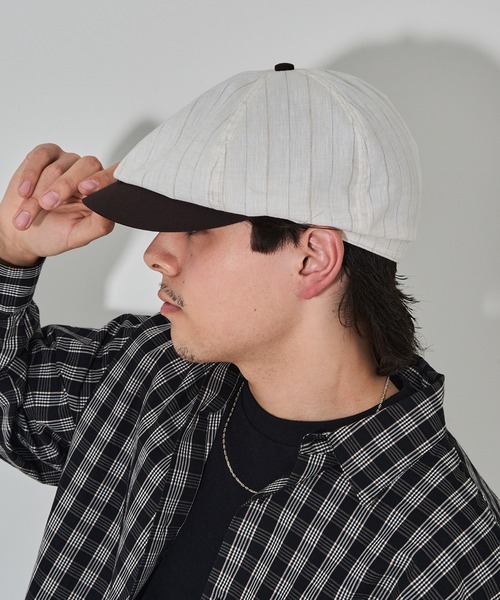 schott（ショット）の「【SCHOTT】ショット STRIPE CASQUETTE キャスケット ピンストライプ 夏でもかぶれる薄手のドライタッチ SC159 CBS（キャスケット・メンズ・ブラック/ネイビー/ブラウン・FREE）」の9枚目の写真