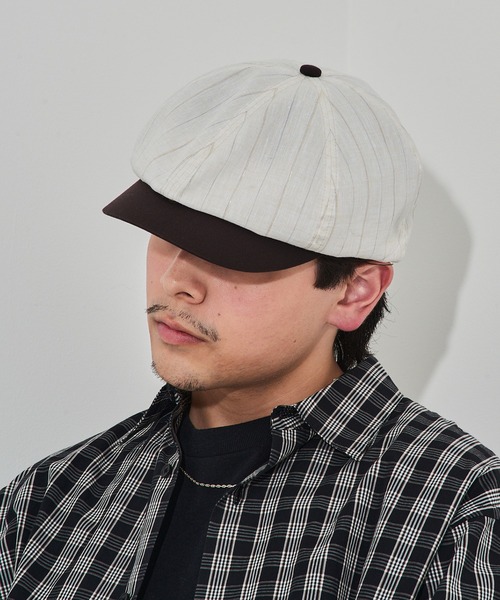 schott（ショット）の「【SCHOTT】ショット STRIPE CASQUETTE キャスケット ピンストライプ 夏でもかぶれる薄手のドライタッチ SC159 CBS（キャスケット・メンズ・ブラック/ネイビー/ブラウン・FREE）」の8枚目の写真