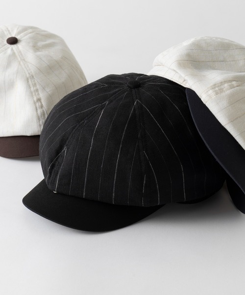 schott（ショット）の「【SCHOTT】ショット STRIPE CASQUETTE キャスケット ピンストライプ 夏でもかぶれる薄手のドライタッチ SC159 CBS（キャスケット・メンズ・ブラック/ネイビー/ブラウン・FREE）」の7枚目の写真