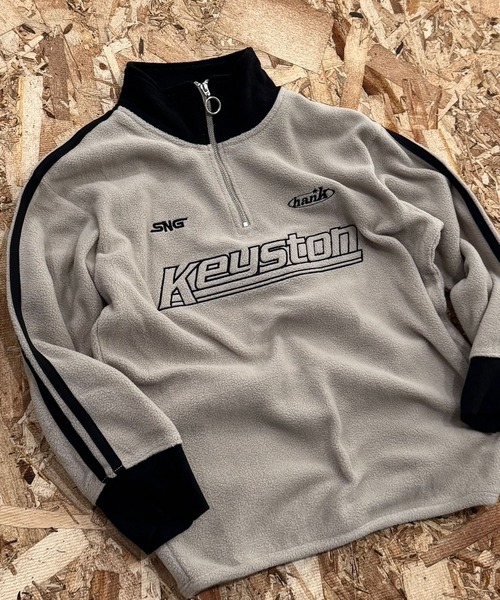 soyy. スウェット セール】フリース ハーフZIP BIG GAMEトレーナー（スウェット