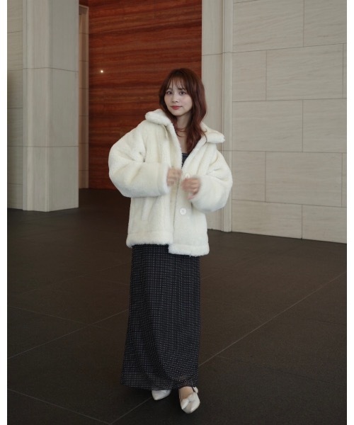 JUMELLE（ジュメロ）の「ムートンボアコート（ムートンコート・レディース・アイボリー/ベージュ・FREE）」の7枚目の写真