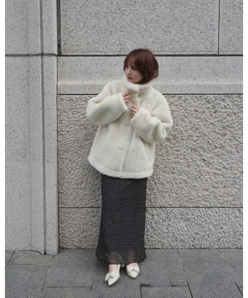 JUMELLE（ジュメロ）の「ムートンボアコート（ムートンコート・レディース・アイボリー/ベージュ・FREE）」の8枚目の写真