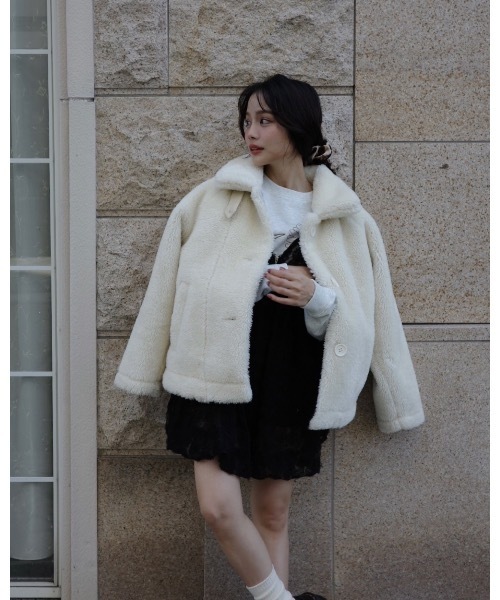 JUMELLE（ジュメロ）の「ムートンボアコート（ムートンコート・レディース・アイボリー/ベージュ・FREE）」の10枚目の写真