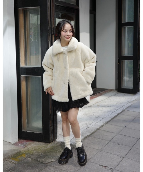 JUMELLE（ジュメロ）の「ムートンボアコート（ムートンコート・レディース・アイボリー/ベージュ・FREE）」の11枚目の写真