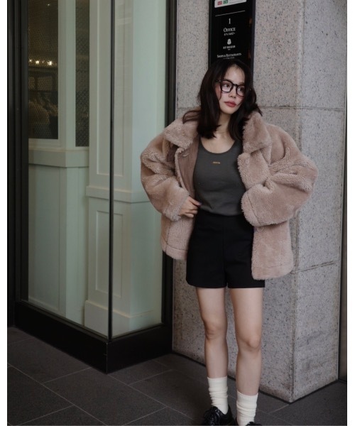 JUMELLE（ジュメロ）の「ムートンボアコート（ムートンコート・レディース・アイボリー/ベージュ・FREE）」の4枚目の写真