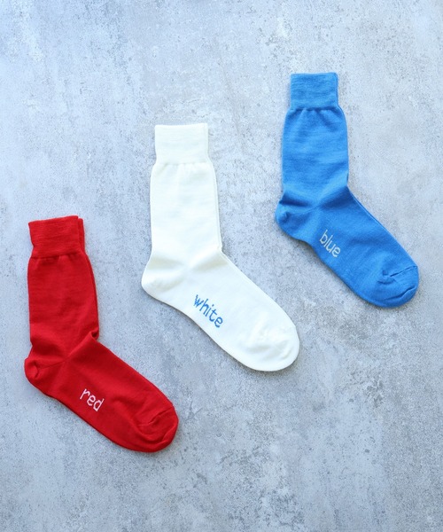 bulle de savon（ビュルデサボン）の「△Basic wool ソックス（ソックス/靴下・レディース・ブルー/ホワイト/レッド・FREE）」の2枚目の写真