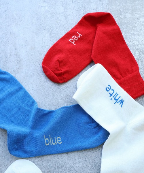 bulle de savon（ビュルデサボン）の「△Basic wool ソックス（ソックス/靴下・レディース・ブルー/ホワイト/レッド・FREE）」の6枚目の写真