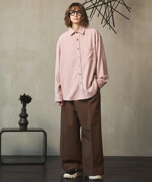 MAISON SPECIAL（メゾンスペシャル）の「《UNISEX》Toro-washer Prime-Over Shirt/トロワッシャープライムオーバーシャツ【MAISON SPECIAL/メゾンスペシャル】（シャツ/ブラウス・メンズ・ブラック/チャコールグレー/ピンク/オフホワイト/ブラウン・0/1/2）」の18枚目の写真