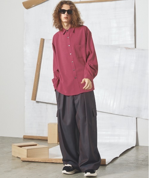 MAISON SPECIAL(メゾンスペシャル)の「《UNISEX》Toro-washer Prime-Over Shirt/トロワッシャープライムオーバーシャツ【MAISON SPECIAL/メゾンスペシャル】(シャツ/ブラウス・メンズ・ブラック/チャコールグレー/ピンク/オフホワイト/ブラウン/コーラルピンク/ラベンダー/パープル/サーモンピンク/ライトグリーン/ブルー/ダークパープル/バーガンディー・0/1/2)」の21枚目の写真