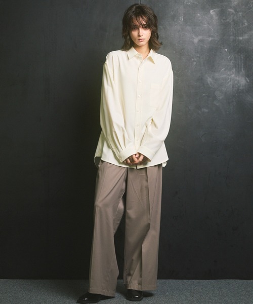 MAISON SPECIAL(メゾンスペシャル)の「《UNISEX》Toro-washer Prime-Over Shirt/トロワッシャープライムオーバーシャツ【MAISON SPECIAL/メゾンスペシャル】(シャツ/ブラウス・メンズ・ブラック/チャコールグレー/ピンク/オフホワイト/ブラウン/コーラルピンク/ラベンダー/パープル/サーモンピンク/ライトグリーン・0/1/2)」の14枚目の写真