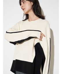 ELENDEEK | バイカラールーズニット(ニット/セーター)