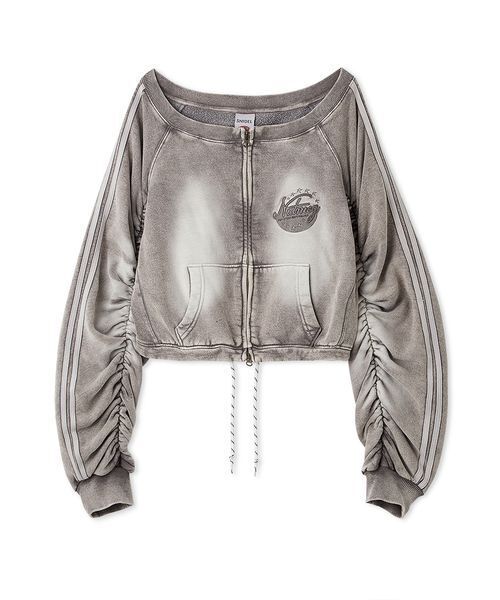 SNIDEL（スナイデル）の「【SNIDEL/NUTMEG】オフショルジップロゴプルオーバー（スウェット・レディース・グレー/ホワイト/ピンク・F）」の3枚目の写真