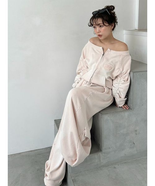 SNIDEL（スナイデル）の「【SNIDEL/NUTMEG】オフショルジップロゴプルオーバー（スウェット・レディース・グレー/ホワイト/ピンク・F）」の14枚目の写真