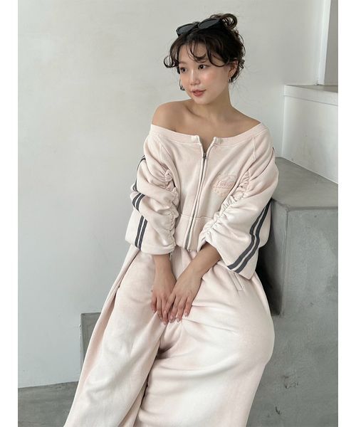 SNIDEL（スナイデル）の「【SNIDEL/NUTMEG】オフショルジップロゴプルオーバー（スウェット・レディース・グレー/ホワイト/ピンク・F）」の16枚目の写真