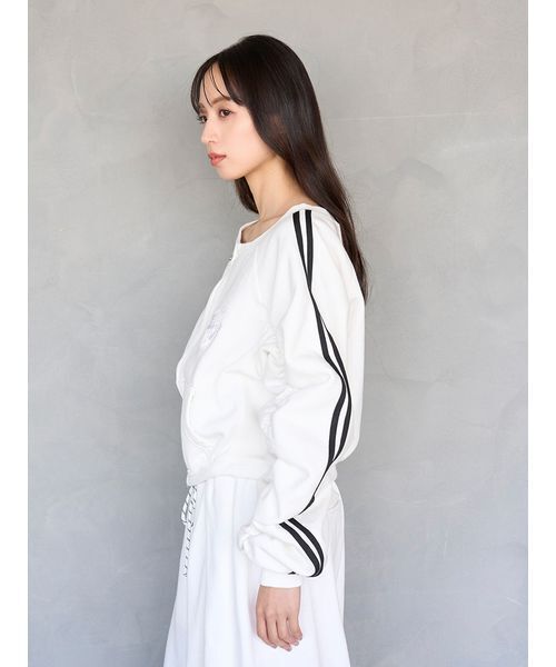 SNIDEL（スナイデル）の「【SNIDEL/NUTMEG】オフショルジップロゴプルオーバー（スウェット・レディース・グレー/ホワイト/ピンク・F）」の20枚目の写真