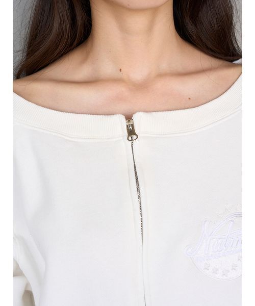 SNIDEL（スナイデル）の「【SNIDEL/NUTMEG】オフショルジップロゴプルオーバー（スウェット・レディース・グレー/ホワイト/ピンク・F）」の21枚目の写真