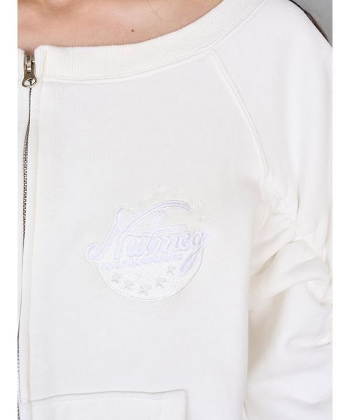 SNIDEL（スナイデル）の「【SNIDEL/NUTMEG】オフショルジップロゴプルオーバー（スウェット・レディース・グレー/ホワイト/ピンク・F）」の22枚目の写真