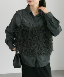 PUAL CE CIN | フリンジジャガードニット細紐ビスチェ(ニット/セーター)