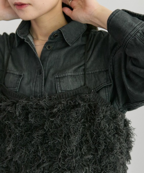 PUAL CE CIN（ピュアルセシン）の「フリンジジャガードニット細紐