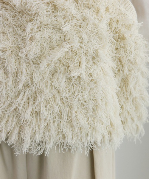 PUAL CE CIN（ピュアルセシン）の「フリンジジャガードニット細紐ビスチェ（ニット/セーター・レディース・チャコールグレー/アイボリー・FREE）」の8枚目の写真