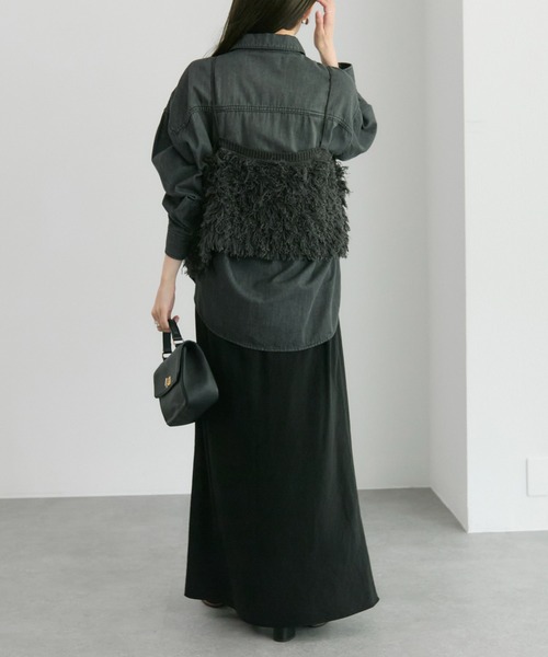 PUAL CE CIN（ピュアルセシン）の「フリンジジャガードニット細紐ビスチェ（ニット/セーター・レディース・チャコールグレー/アイボリー・FREE）」の14枚目の写真