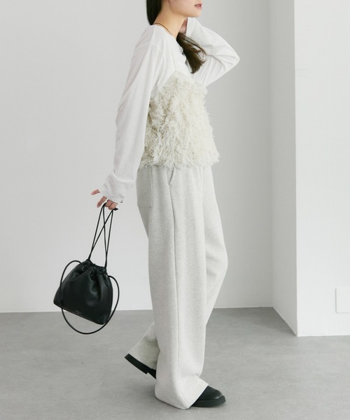 PUAL CE CIN（ピュアルセシン）の「フリンジジャガードニット細紐ビスチェ（ニット/セーター・レディース・チャコールグレー/アイボリー・FREE）」の19枚目の写真