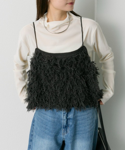 セール】フリンジジャガードニット細紐ビスチェ（ニット/セーター