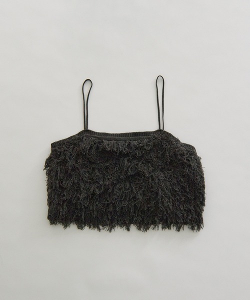 PUAL CE CIN（ピュアルセシン）の「フリンジジャガードニット細紐ビスチェ（ニット/セーター・レディース・チャコールグレー/アイボリー・FREE）」の22枚目の写真