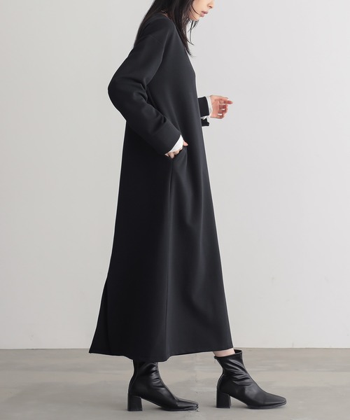 for/c（フォーシー）の「[低身長/高身長向けサイズ有]スキッパーデザインワンピース【サスティナブル】（ワンピース・レディース・ブラック・M/L/PM/TM）」の3枚目の写真