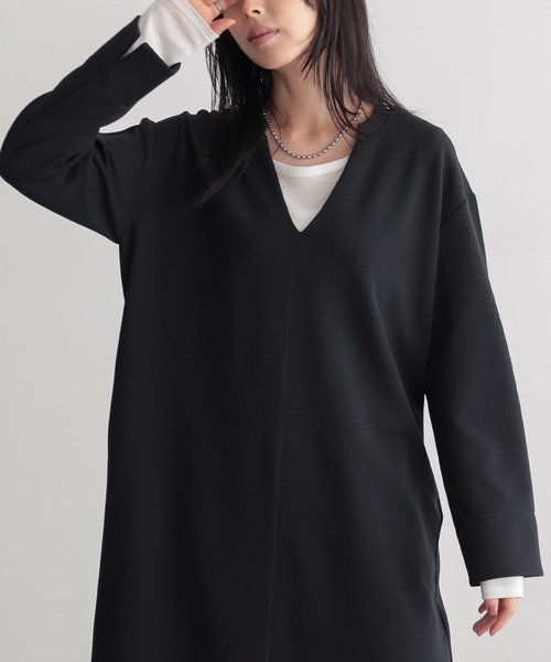 for/c（フォーシー）の「[低身長/高身長向けサイズ有]スキッパーデザインワンピース【サスティナブル】（ワンピース・レディース・ブラック・M/L/PM/TM）」の5枚目の写真