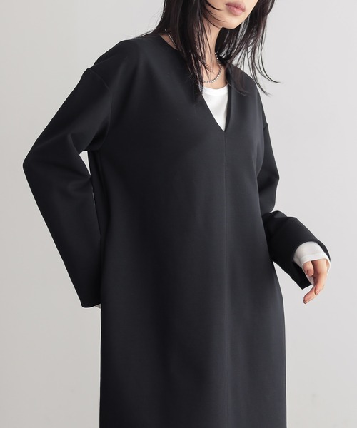 for/c（フォーシー）の「[低身長/高身長向けサイズ有]スキッパーデザインワンピース【サスティナブル】（ワンピース・レディース・ブラック・M/L/PM/TM）」の6枚目の写真