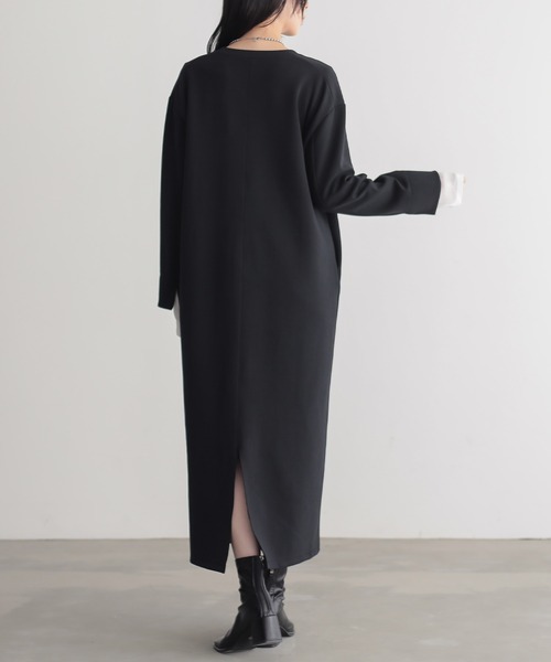 for/c（フォーシー）の「[低身長/高身長向けサイズ有]スキッパーデザインワンピース【サスティナブル】（ワンピース・レディース・ブラック・M/L/PM/TM）」の4枚目の写真