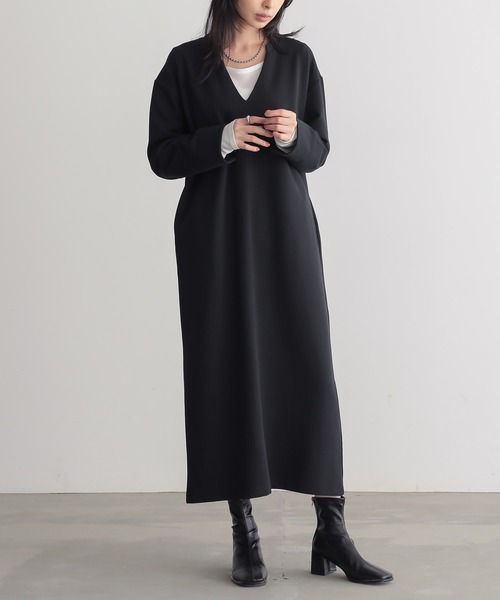 for/c（フォーシー）の「[低身長/高身長向けサイズ有]スキッパーデザインワンピース【サスティナブル】（ワンピース・レディース・ブラック・M/L/PM/TM）」の2枚目の写真