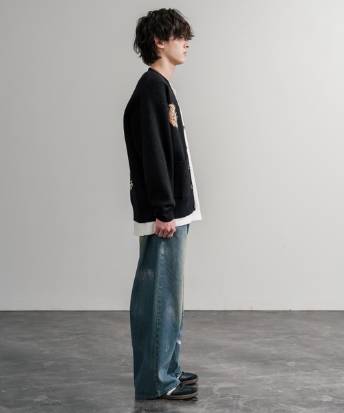 KRIFF MAYER（クリフメイヤー）の「KRIFF MAYER クリフメイヤー もちのび虎刺繍Vネックニットカーディガン 2523100（カーディガン/ボレロ・メンズ・ブルー/ブラック/ベージュ/カーキ・XL/L/M）」の15枚目の写真