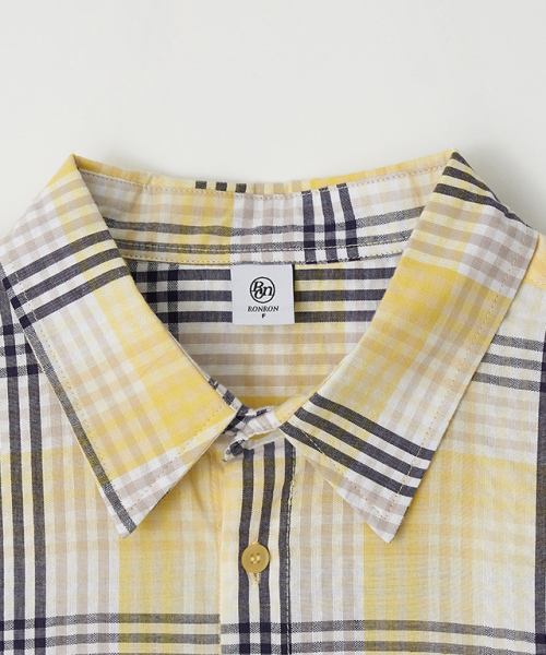 RONRON（ロンロン）の「CHECK STITCH HEART POCKET OVER FIT SHIRT YELLOW（シャツ/ブラウス・レディース・その他・FREE）」の3枚目の写真