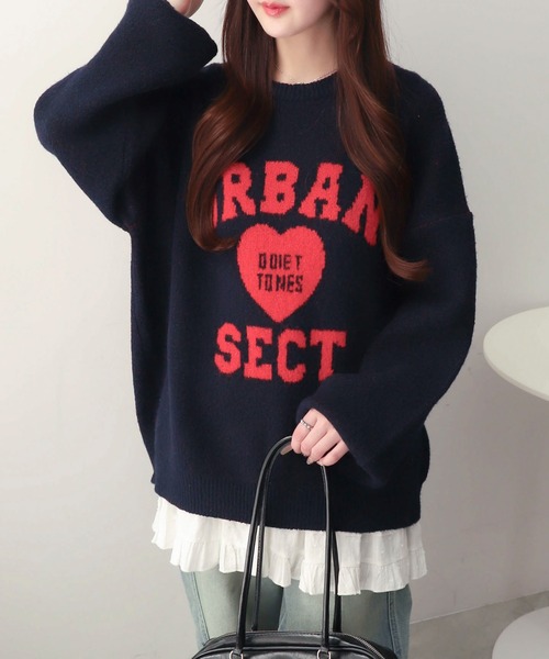 セール】WEGO/【25年秋冬新作】フラッフィーグラフィックニットBIGプル