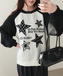 WEGO/フラッフィーグラフィックニットBIGプルオーバー