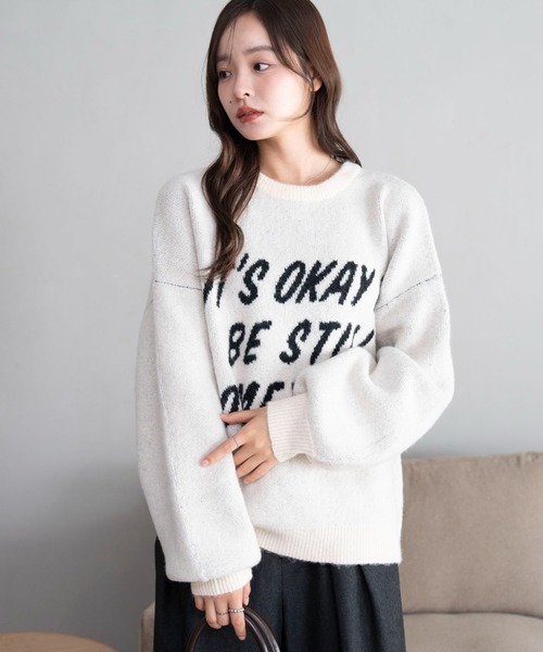 WEGO/【25年秋冬新作】フラッフィーグラフィックニットBIGプルオーバー