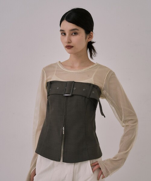 UNITED TOKYO(ユナイテッドトウキョウ)の「Stretch Tailored Bustier(キャミソール・レディース・グレー系その他/ダークブラウン・FREE)」の6枚目の写真