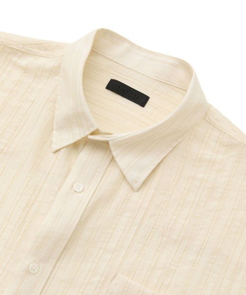 DNSR(ディーエヌエスアール)の「サマー テンセル ストライプシャツ ベージュ(シャツ/ブラウス・メンズ・その他・SMALL/MEDIUM/LARGE)」の3枚目の写真